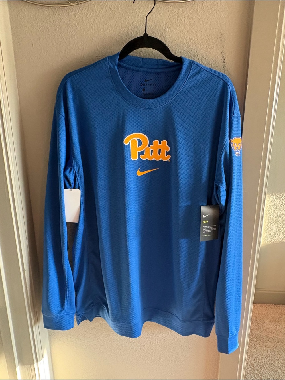Nike Blue Crewneck Sweatshirt with Yellow Pitt Logo